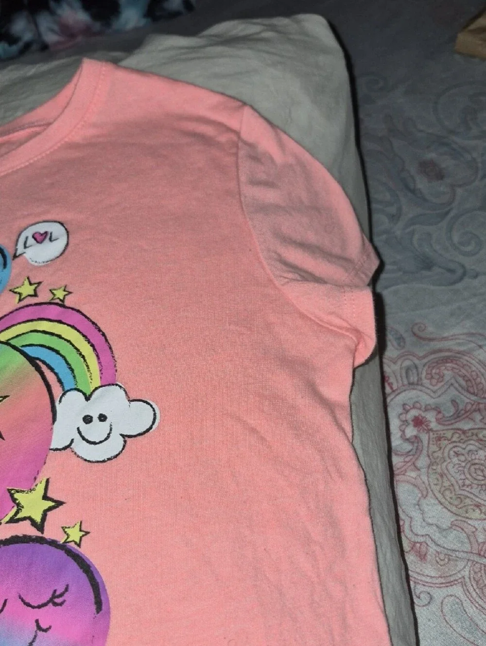 The Children's Place Pink Tee with Rainbow Smiley Faces